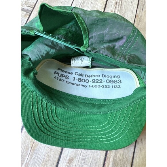 Vintage AT&T Logo Green Snapback Hat Call Before You Dig USA Iridescent - Picture 5 of 5